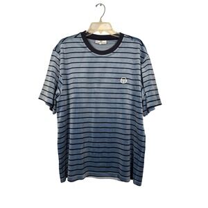 SERGIO TACCHINI MenS Velour Tee, Premium Velour Sportswear Line, Blue Striped XL
